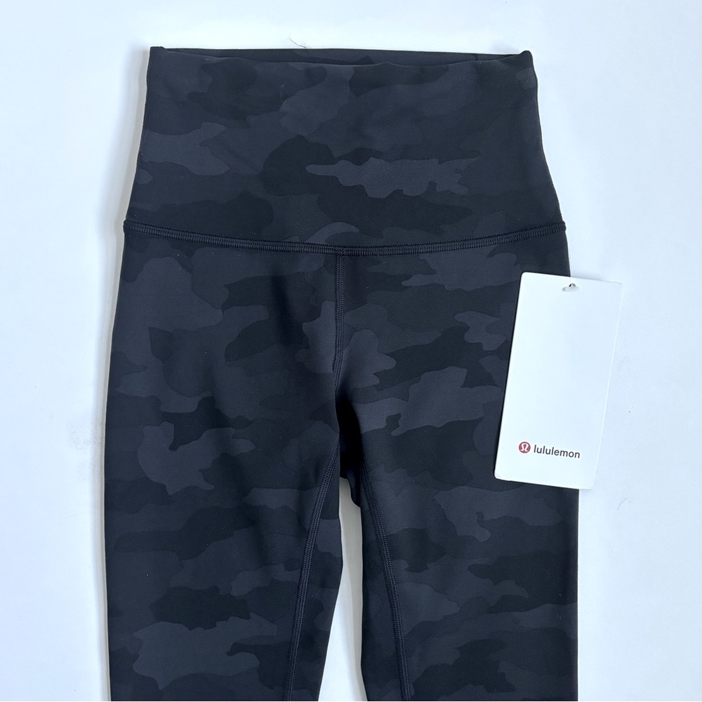 Lululemon Wunder Train High Rise Camouflage Crop Leggings 23” Black Multi Size 2 - Picture 4 of 15